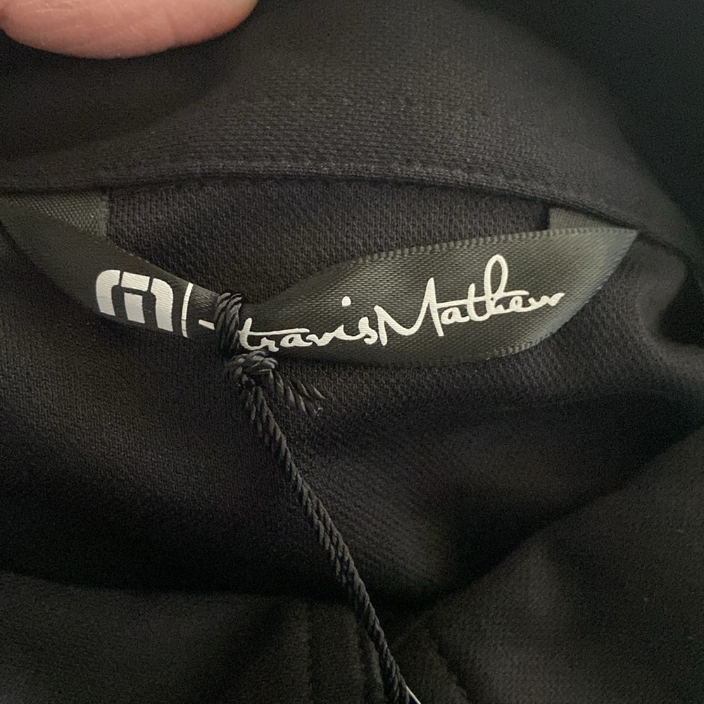 NWT Travis Mathew Oceanside Polo Shirt Mens M Black Intuit Logo Golf - Picture 9 of 13